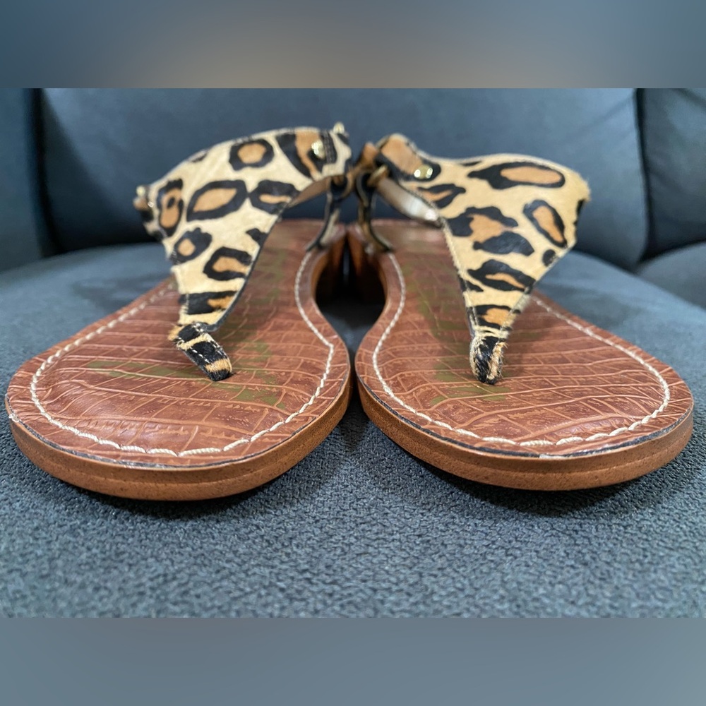 Sam Edelman Jude Leopard Print Calf Hair Thong Sandal - Picture 5 of 16